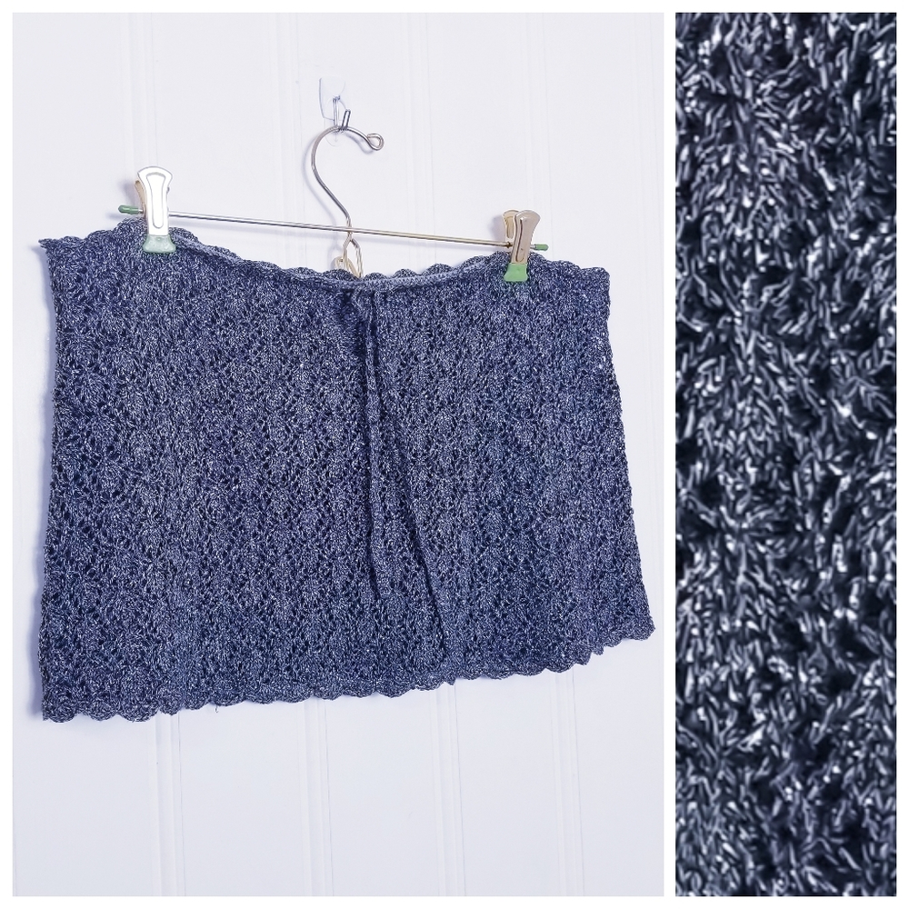 BECCA Navy Blue Crochet Swim Coverup Skirt
